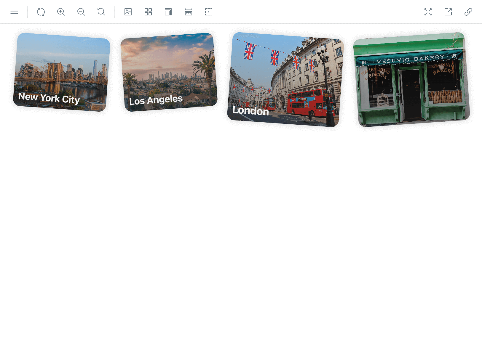 The Tilted Image Card
                component within Storybook
                with multiple variants.