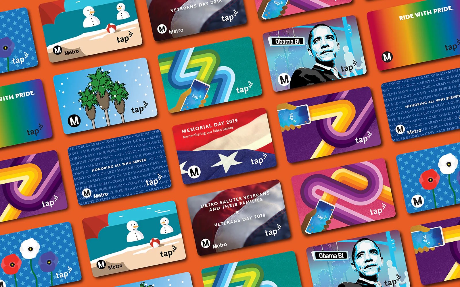 Metro TAP passes with unique illustrations and special designs.